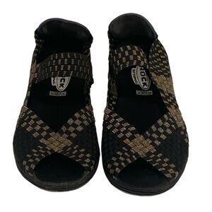 Rock Spring Gold Black Woven Sandals / Like-New - Size 11.5